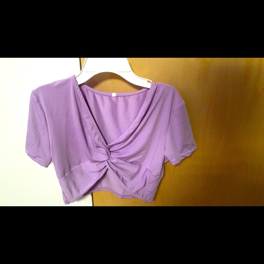 Lilac wrap cropped summer blouse